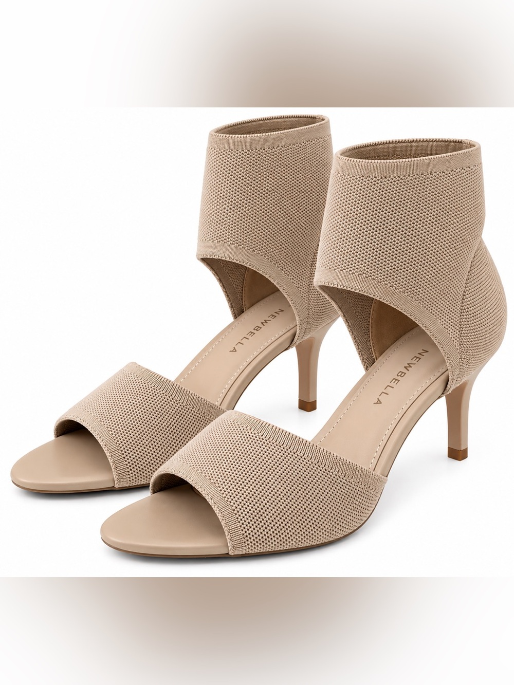Nude Knit Mid-Heel Sandals